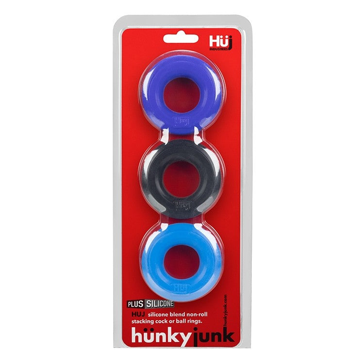 Hunkyjunk HUJ3 c-ring 3-pack, COBALT MULTI - Tar/Cobalt/Aqua