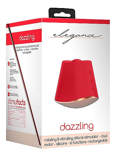 Elegance Dazzling Rotating & Vibrating Clitoral Stimulator Red